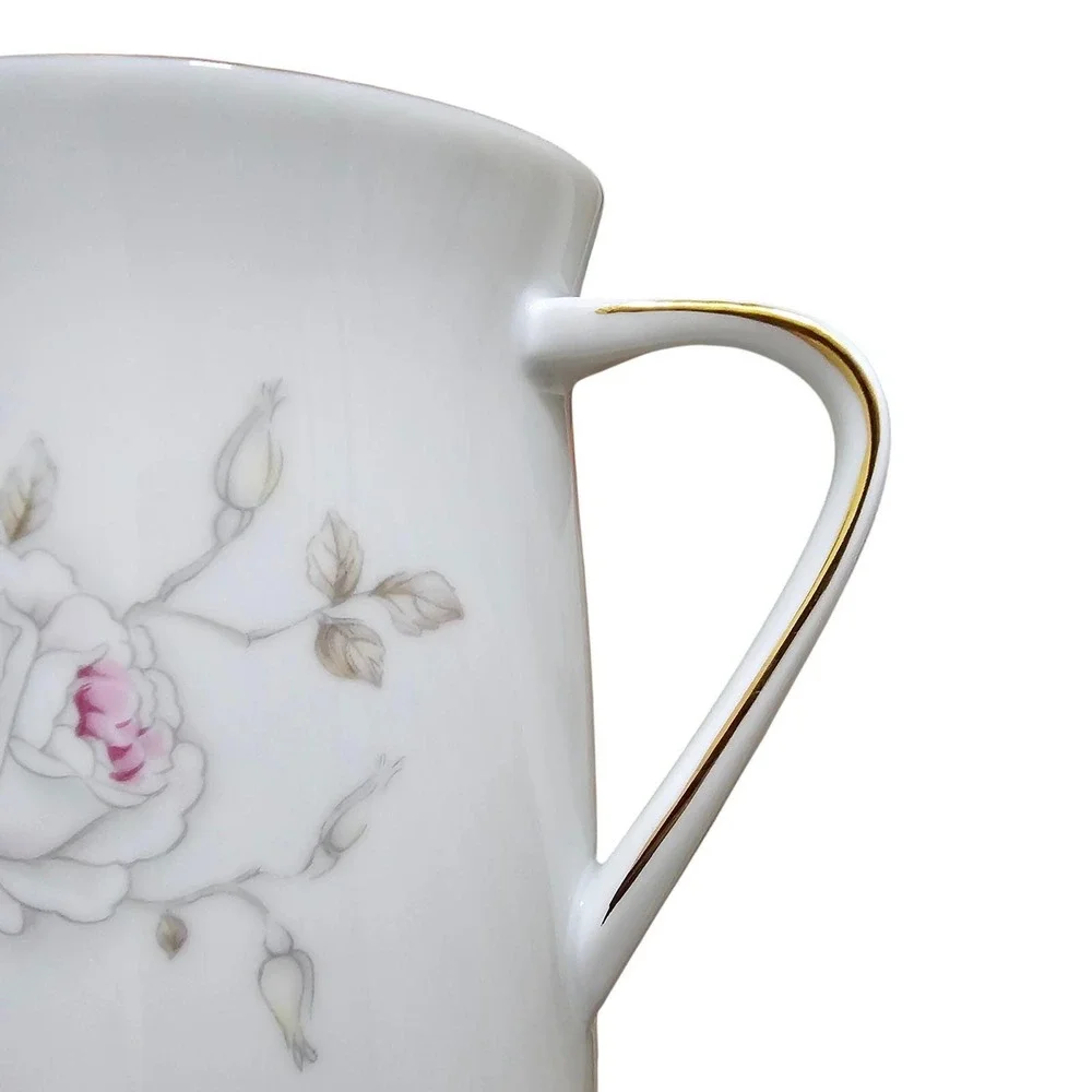 VintageJohann Haviland Bavaria Germany Porcelain Pitcher Cream Rose Gold Trim‎